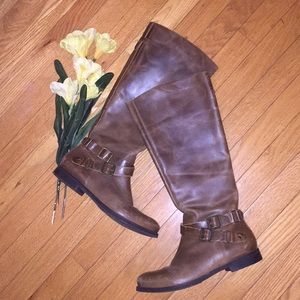 Knee High Riding Brown Leather Boots